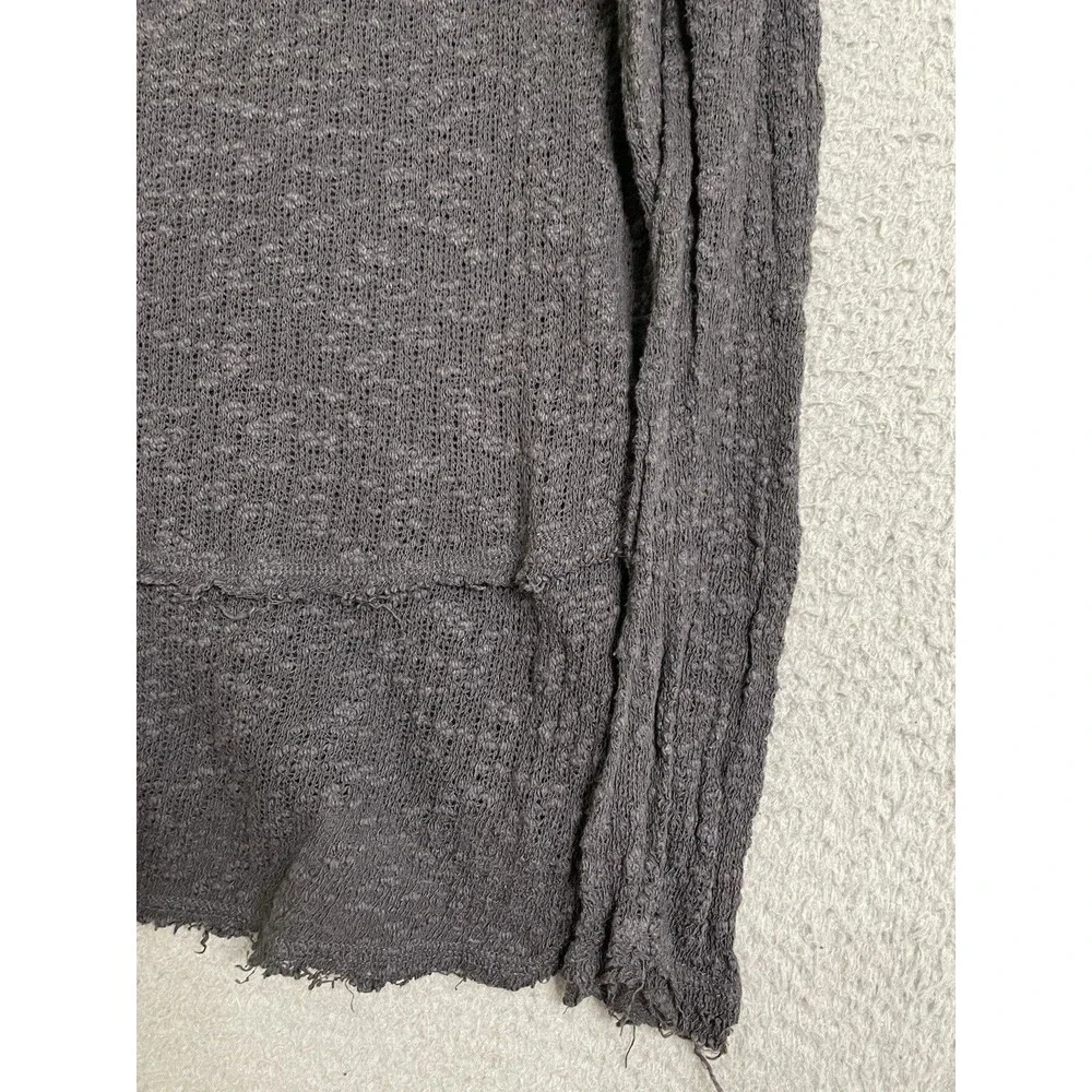 Free People Oversized Ocean Air Hacci Dark Grey Size Small Long Sleeve V Neck - Picture 4 of 9